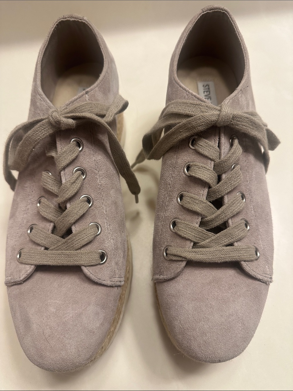 Steve Madden Women's Suede Lace-Up Sneakers in Light Taupe - Picture 1 of 6